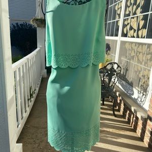 WHBM MINT GREEN LASER CUT DRESS
